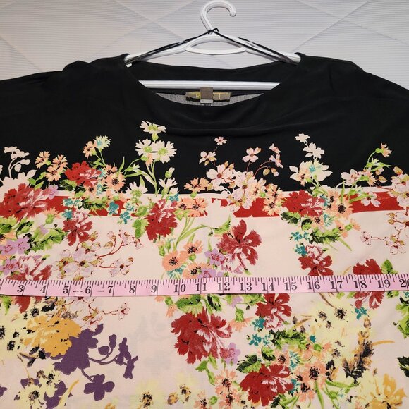 Colorful Flower Print Dress on Black Background - Picture 3 of 8